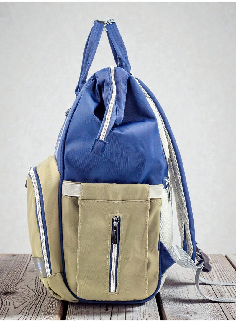 Lucid's latest edition waterproof maternity bag with changing mat and thermal bottle holder with heating element - Blue - Image 3